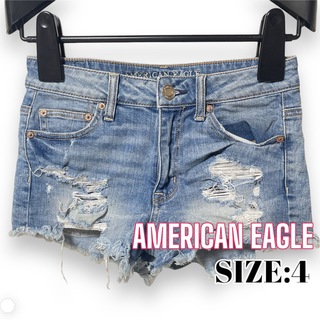 アメリカンイーグル(American Eagle)のAMERICAN ♥ ダメージ フリンジ デニム ショーパン(ショートパンツ)