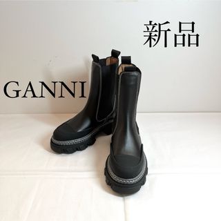 GANNI ガニー　レザー サイドゴアブーツ　ブラック　22-22.5cm(ブーツ)