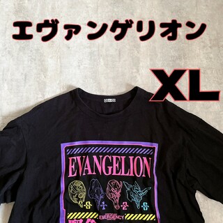 GU - ジーユー　エヴァンゲリオン　プリント　半袖　Tシャツ　黒　XLサイズ　キャラT