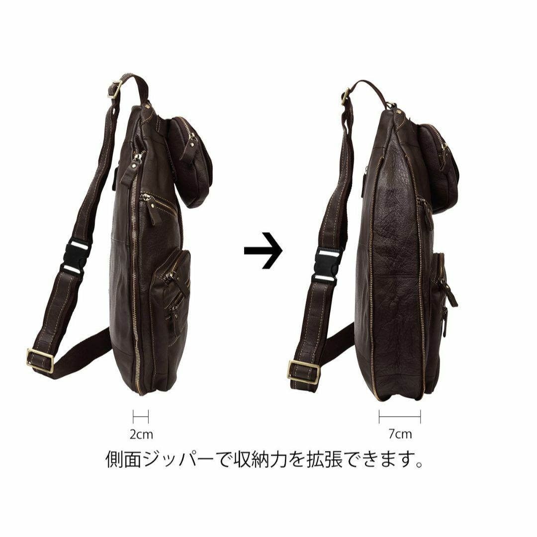 【色: ブラウン】[monolife] ボディバッグ 本革 メンズ レザー ショ メンズのバッグ(その他)の商品写真