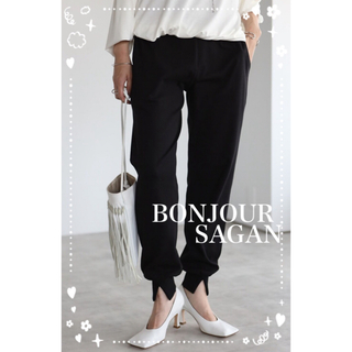 BONJOUR SAGAN - Bonjour sagan  裾スリットジョガーパンツ　ブラック