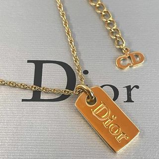 クリスチャンディオール(Christian Dior)の【極美品】 Dior ネックレス ロゴプレート 刻印 CDロゴ ゴールド 箱付き(ネックレス)