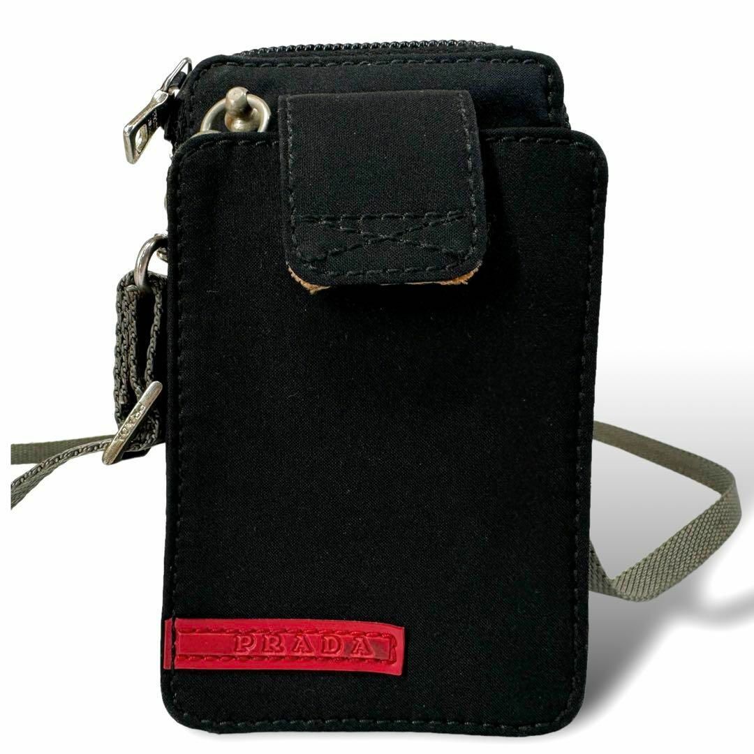 PRADA(プラダ)の良品 プラダスポーツ ミニショルダー マルチケース 小物入れ ロゴ ブラック レディースのバッグ(ショルダーバッグ)の商品写真