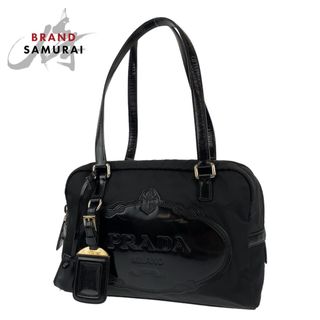 プラダ(PRADA)の美品 PRADA プラダ テスート ロゴ型押し ブラック 黒 シルバー金具 ナイロン /レザー ショルダーバッグ 肩掛け レディース 405738 【中古】(ショルダーバッグ)