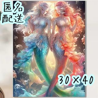 キャンバスポスター　【夢のように美しい水中の人魚姉妹】　30×40　29-1(その他)