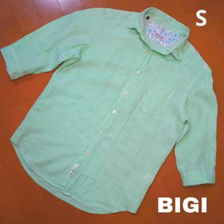 MEN'S BIGI - BIGI 七分袖シャツ Sサイズ グリーン 麻