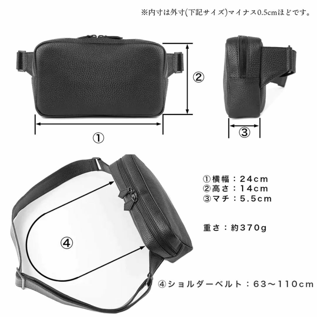 [HushTug] 無駄を全てなくしたシンプルなレザーボディバッグ メンズ 本革 メンズのバッグ(その他)の商品写真