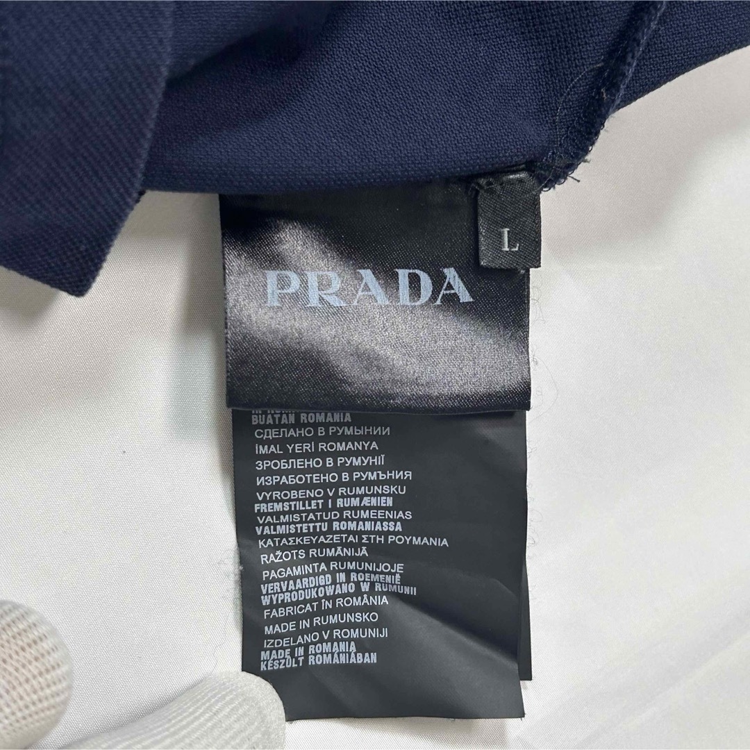 PRADA(プラダ)のプラダ 長袖鹿の子ポロシャツ ネイビー メンズのトップス(ポロシャツ)の商品写真