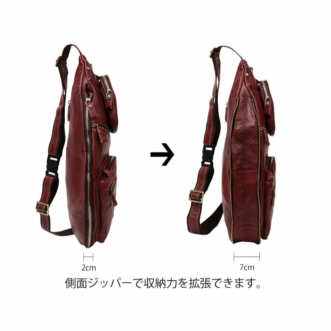 【色: レッド】[monolife] ボディバッグ 本革 メンズ レザー ショル メンズのバッグ(その他)の商品写真