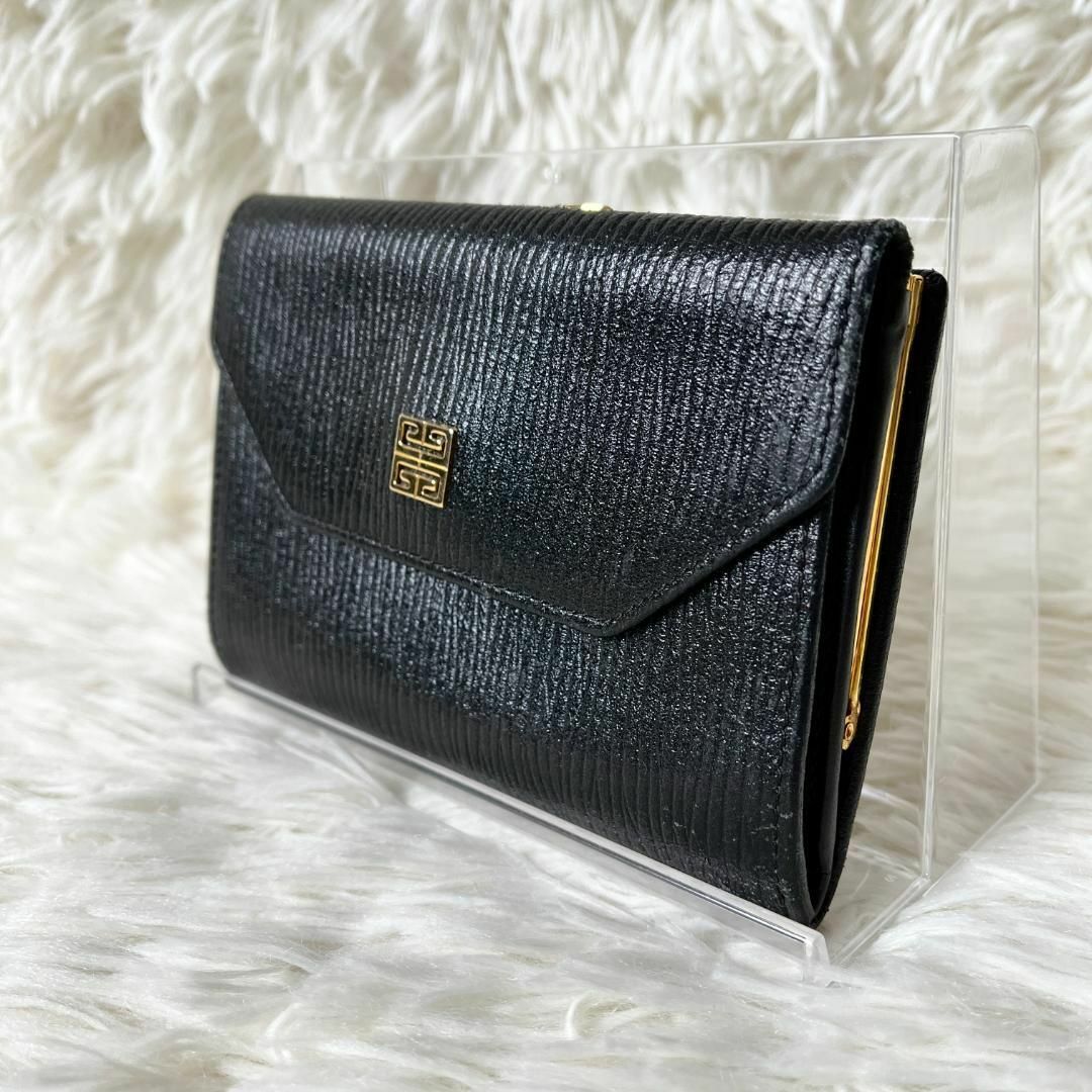 GIVENCHY(ジバンシィ)の㊱GIVENCHY ジバンシィ 3つ折り がま口 財布 レザー 黒 コンパクト レディースのファッション小物(財布)の商品写真