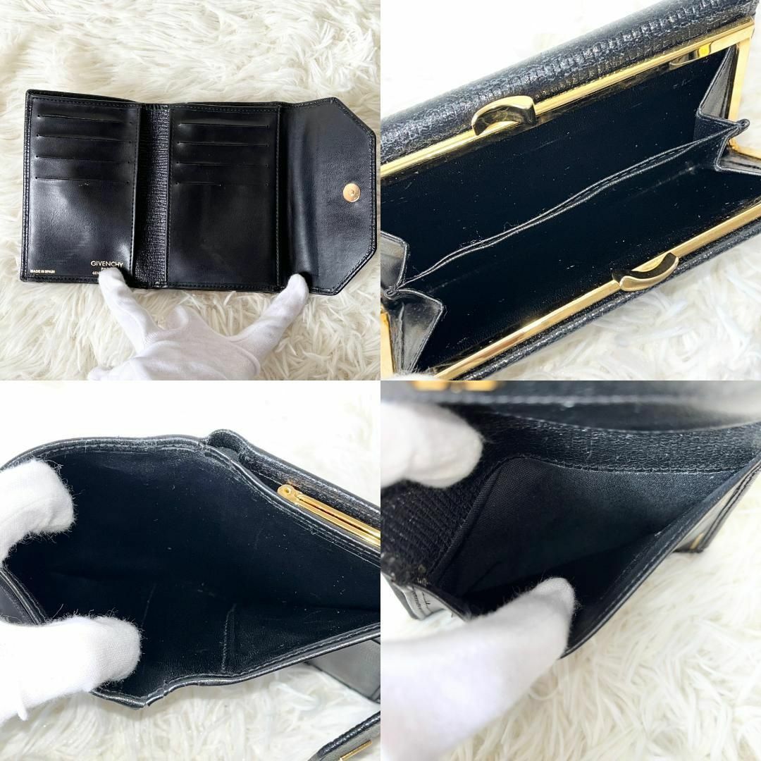 GIVENCHY(ジバンシィ)の㊱GIVENCHY ジバンシィ 3つ折り がま口 財布 レザー 黒 コンパクト レディースのファッション小物(財布)の商品写真