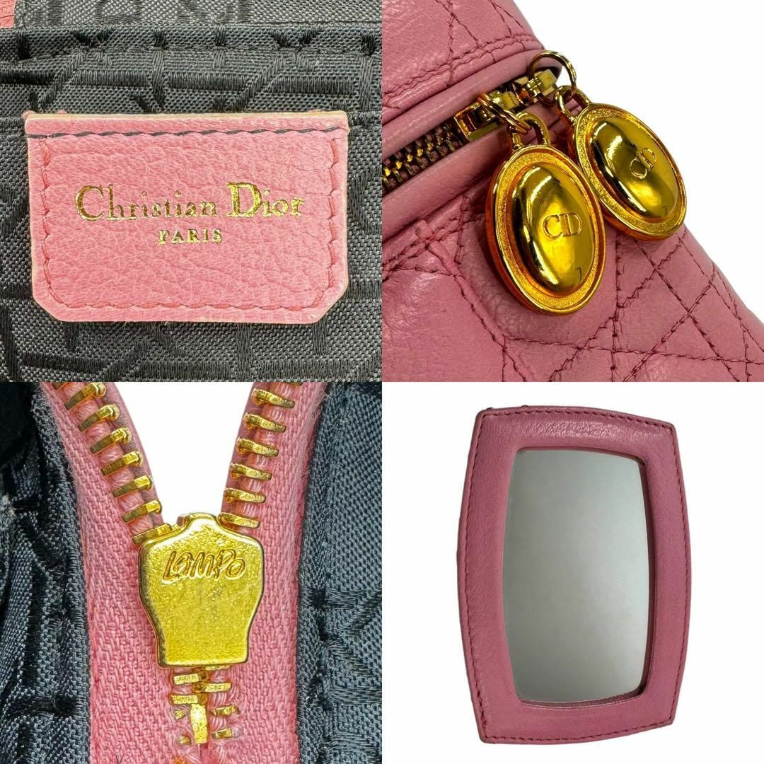 Christian Dior(クリスチャンディオール)の美品 Christian Dior バニティキルティング 金ロゴ レザー ピンク レディースのバッグ(その他)の商品写真