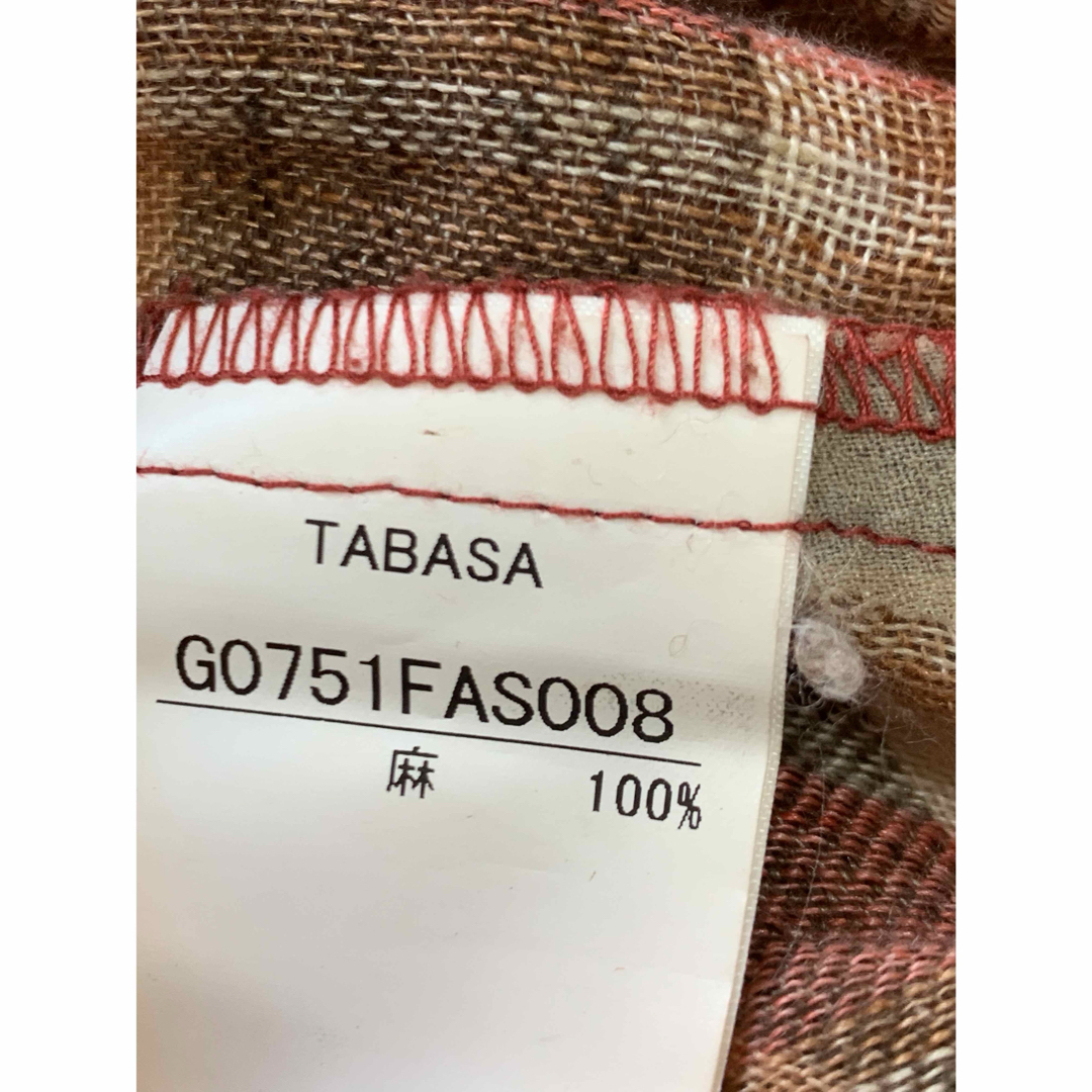 TABASA(タバサ)のタバサ　ブラウス　チェック　リネン100％ レディースのトップス(シャツ/ブラウス(長袖/七分))の商品写真