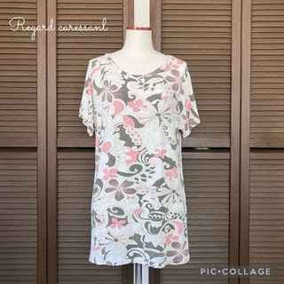 Regard caressanl  ロングTシャツ　チュニックシャツ　薄手(カットソー(半袖/袖なし))