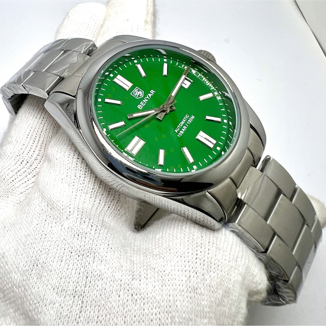 新品 スイス防水時計オマージュ 自動巻 グリーン シースルーバック BENYAR メンズの時計(腕時計(アナログ))の商品写真