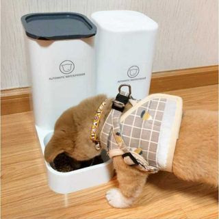 ペット用 餌やり器 給水器 重力式 2個セット 猫 犬 G216(犬)