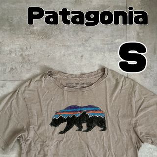 パタゴニア(patagonia)のpatagonia　パタゴニア　プリント　半袖　Tシャツ　ベージュ　Sサイズ(Tシャツ/カットソー(半袖/袖なし))