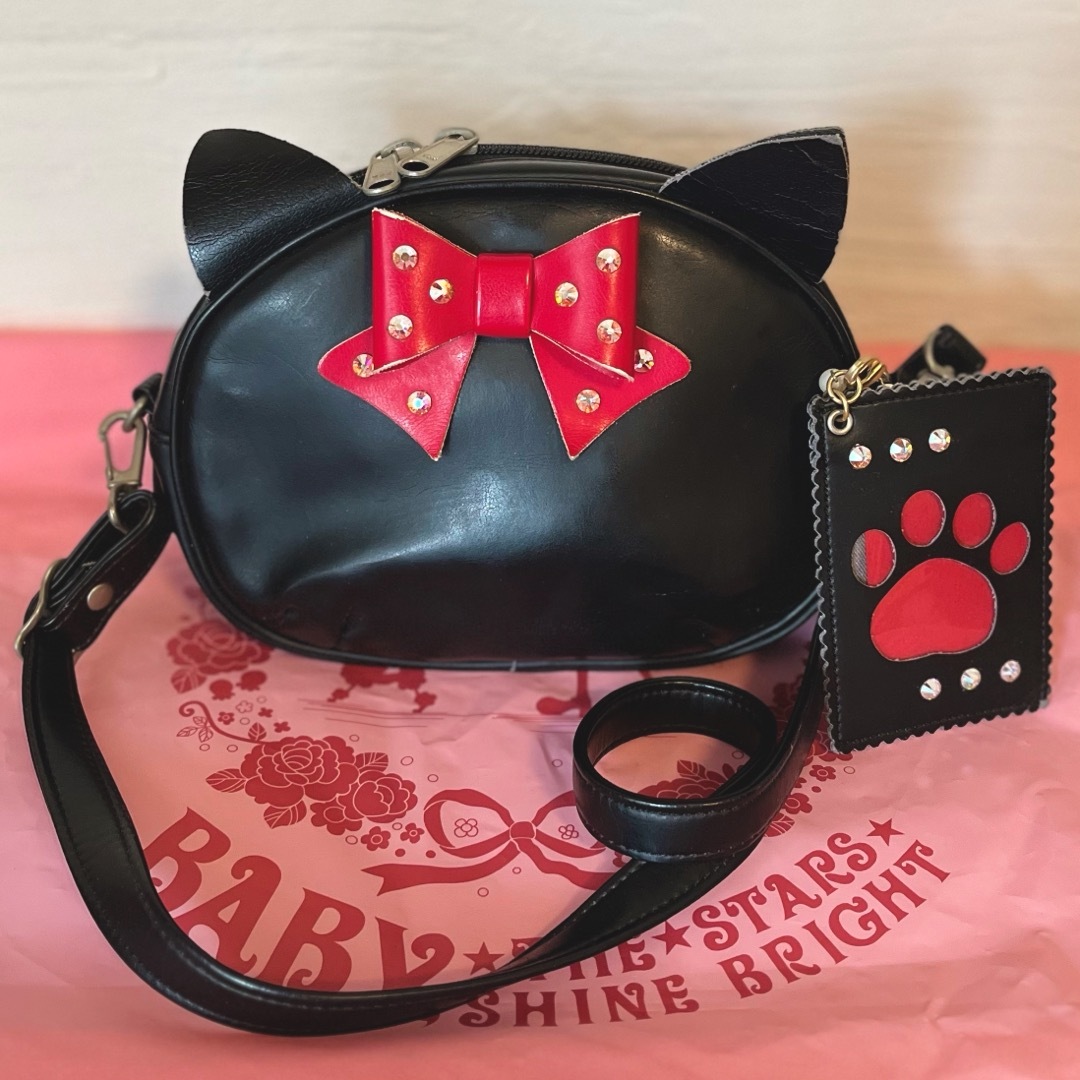 BABY,THE STARS SHINE BRIGHT(ベイビーザスターズシャインブライト)のBABY,THE STARS SHINE BRIGHT りんちゃんの黒猫BAG レディースのバッグ(ショルダーバッグ)の商品写真