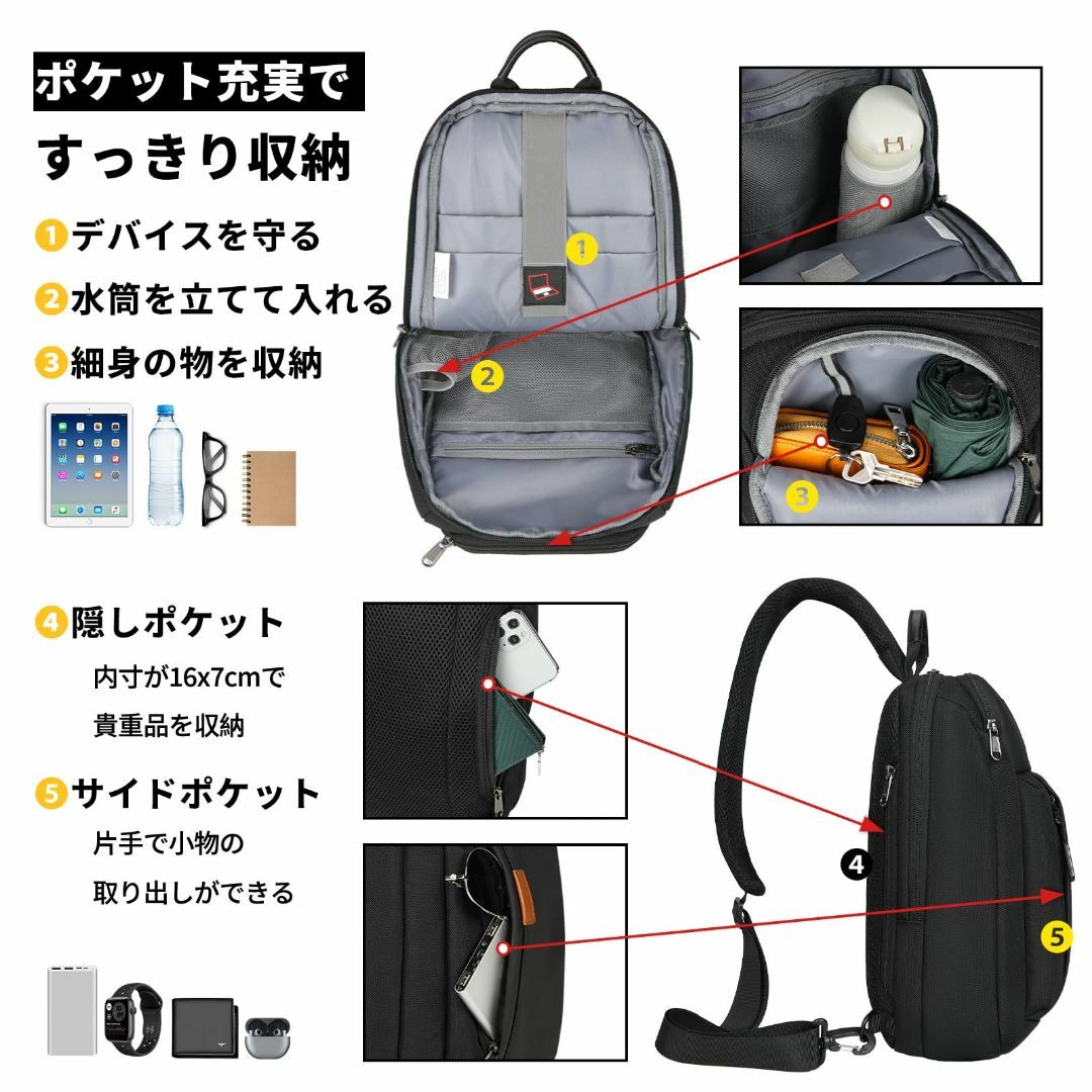 [RAINSMORE] ボディバッグ メンズ 大容量 ショルダーバッグ 軽量 斜 メンズのバッグ(その他)の商品写真