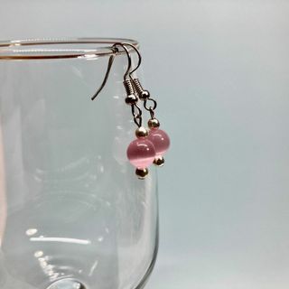 ピアス　キャッツアイピアス(ピンク)  パワーストーンピアス S (ピアス)