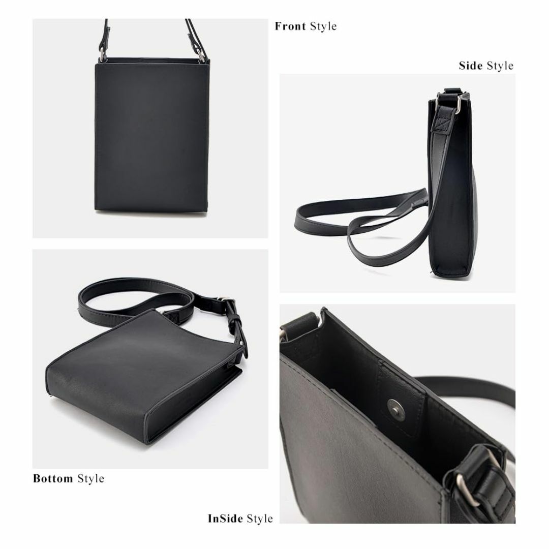 【色: ブラック】[リネーム] スクエア ショルダーバッグ 斜め掛け コンパクト レディースのバッグ(その他)の商品写真