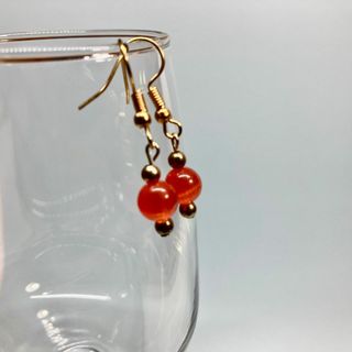 ピアス　キャッツアイピアス(レッド)  パワーストーンピアス G (イヤリング)