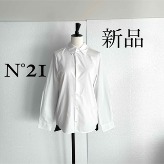 N°21ヌメロ ヴェントゥーノ　ロゴ入り 生地切り替えシャツ　XS ホワイト
