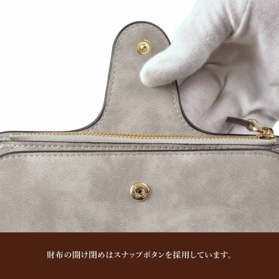 【色: グレー】長財布 レディース 二つ折り ブラック ブラウン ネイビー グレ レディースのバッグ(その他)の商品写真