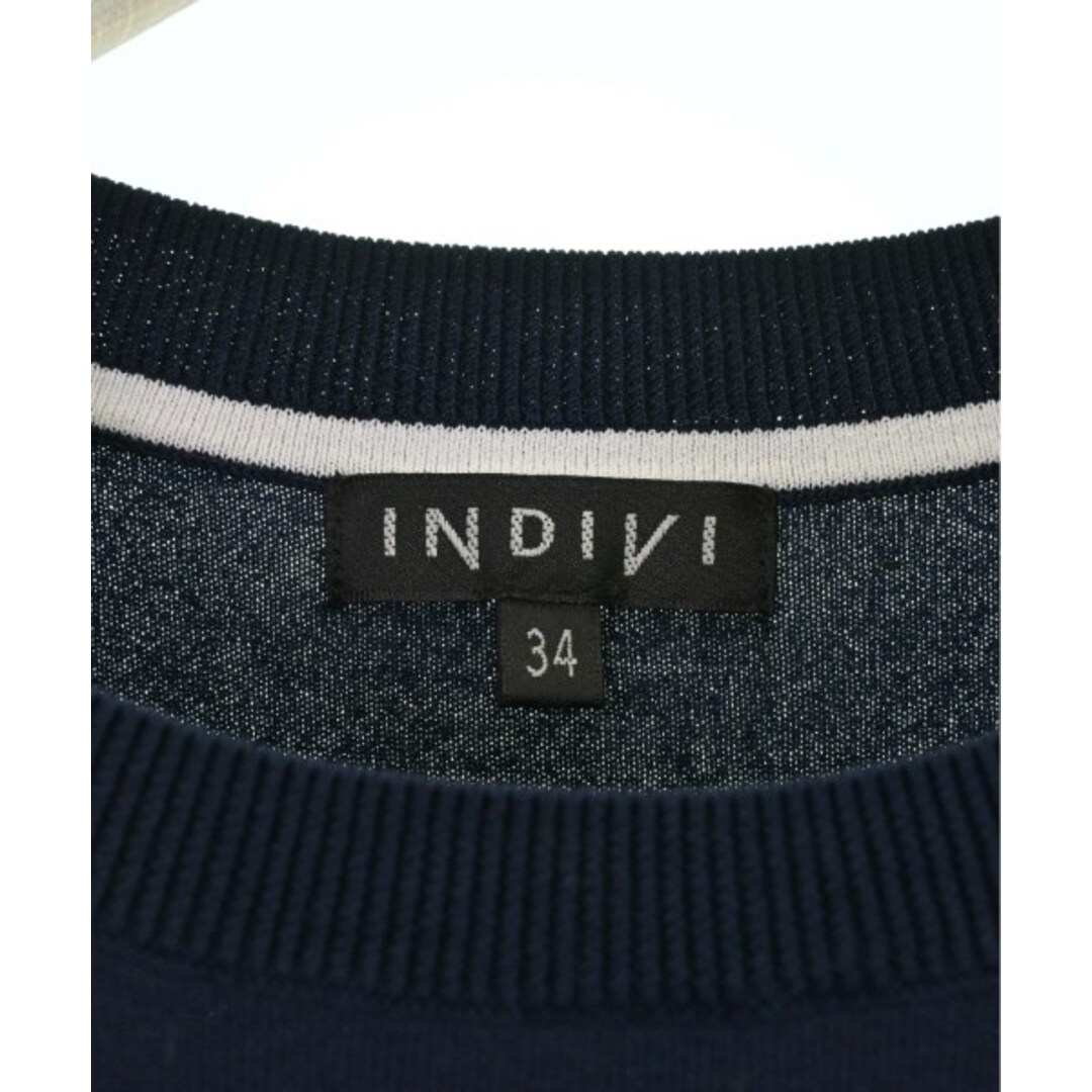 INDIVI(インディヴィ)のINDIVI インディヴィ ニット・セーター 34(XS位) 紺x白(ボーダー) 【古着】【中古】 レディースのトップス(ニット/セーター)の商品写真