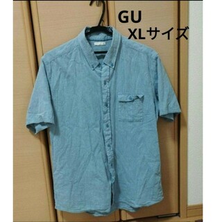 ジーユー(GU)のGU メンズ 半袖 シャツ XLサイズ ブルー(シャツ)