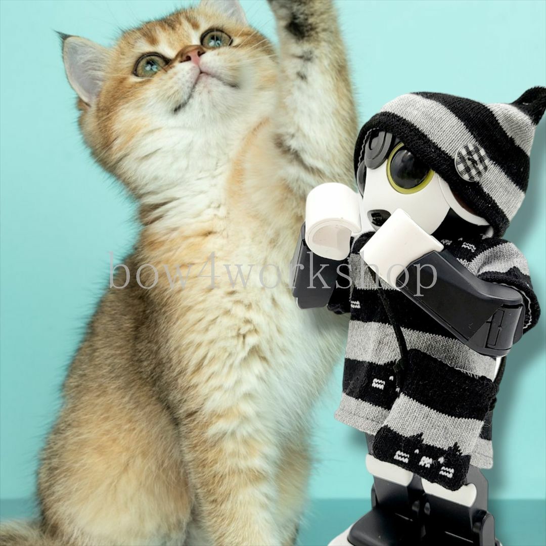 RoBoHoN ロボホンの服ハンドメイド 猫ちゃんボーダーTシャツセット ハンドメイドのハンドメイド その他(その他)の商品写真