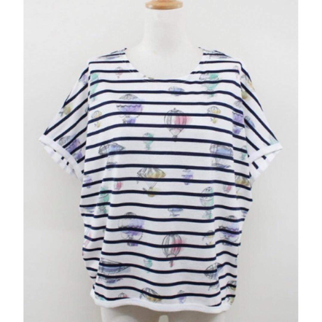 気球プリントドルマンTシャツ　Tシャツ　ドルマン　体型カバー レディースのトップス(Tシャツ(半袖/袖なし))の商品写真
