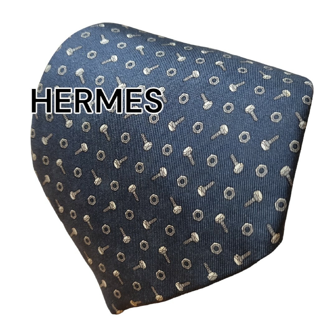 Hermes(エルメス)の【HERMES】　エルメス　ブラック系　総柄　フランス製 メンズのファッション小物(ネクタイ)の商品写真