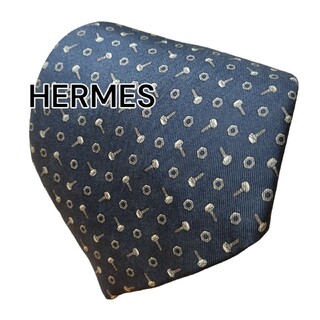 エルメス(Hermes)の【HERMES】　エルメス　ブラック系　総柄　フランス製(ネクタイ)