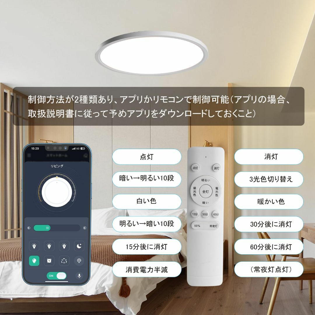 【サイズ:27W間接光】LEDシーリングライト6畳 8畳 29W 3600LM  インテリア/住まい/日用品のライト/照明/LED(その他)の商品写真