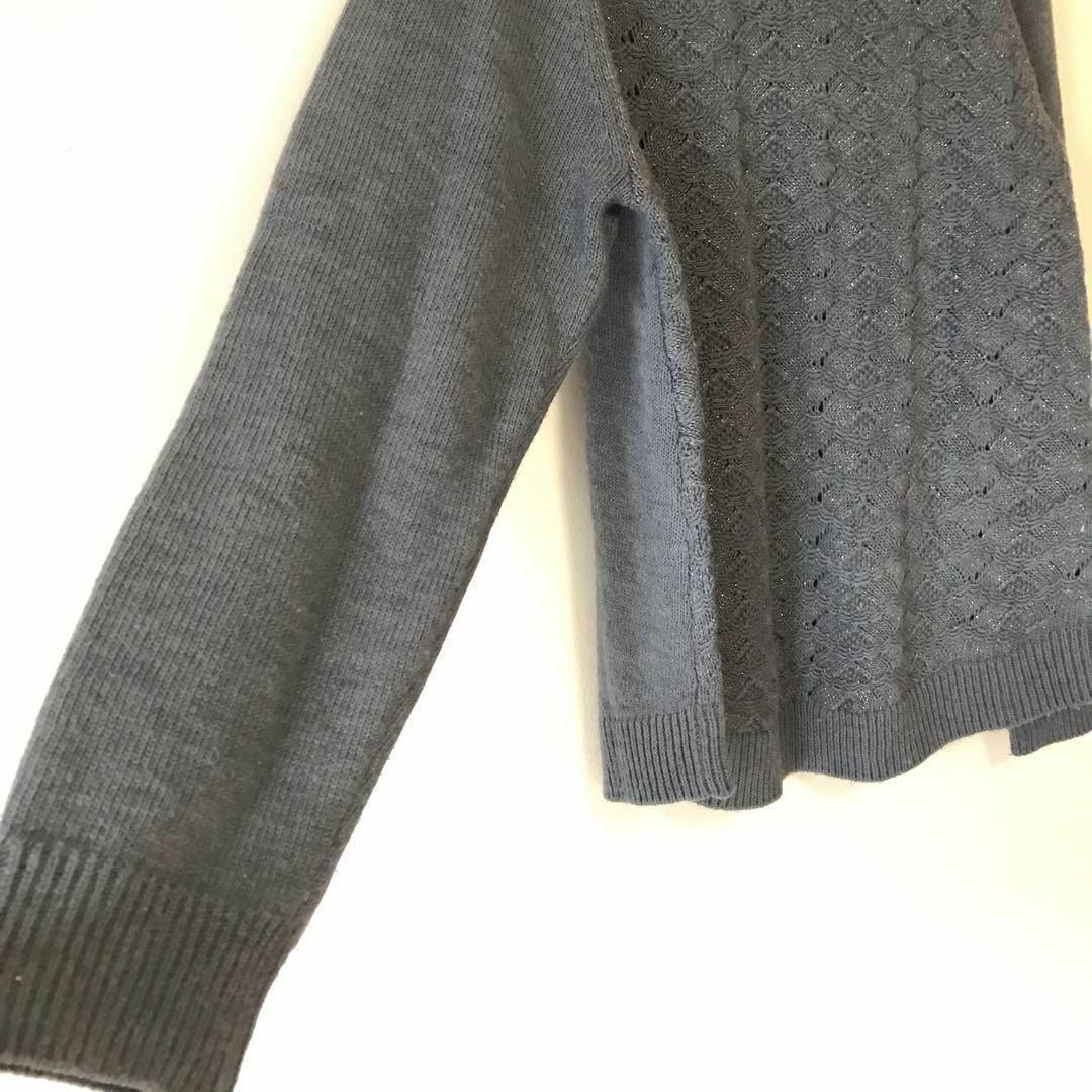 グローブ ニット　プルオーバー　透かし編み　ブルー　可愛い　きちんと見え　春 レディースのトップス(ニット/セーター)の商品写真