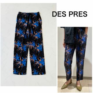 デプレ(DES PRES)のDES PRES フラワーシャドープリントウエストギャザーパンツ　シルク混(カジュアルパンツ)