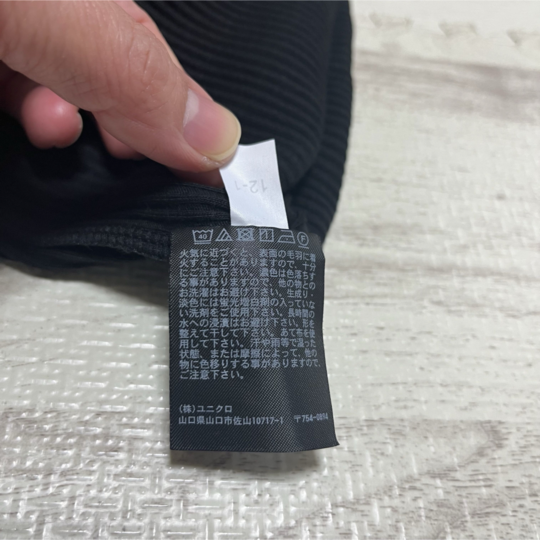 UNIQLO(ユニクロ)のUNIQLO リブハイネックT 黒 XLサイズ レディースのトップス(Tシャツ(長袖/七分))の商品写真