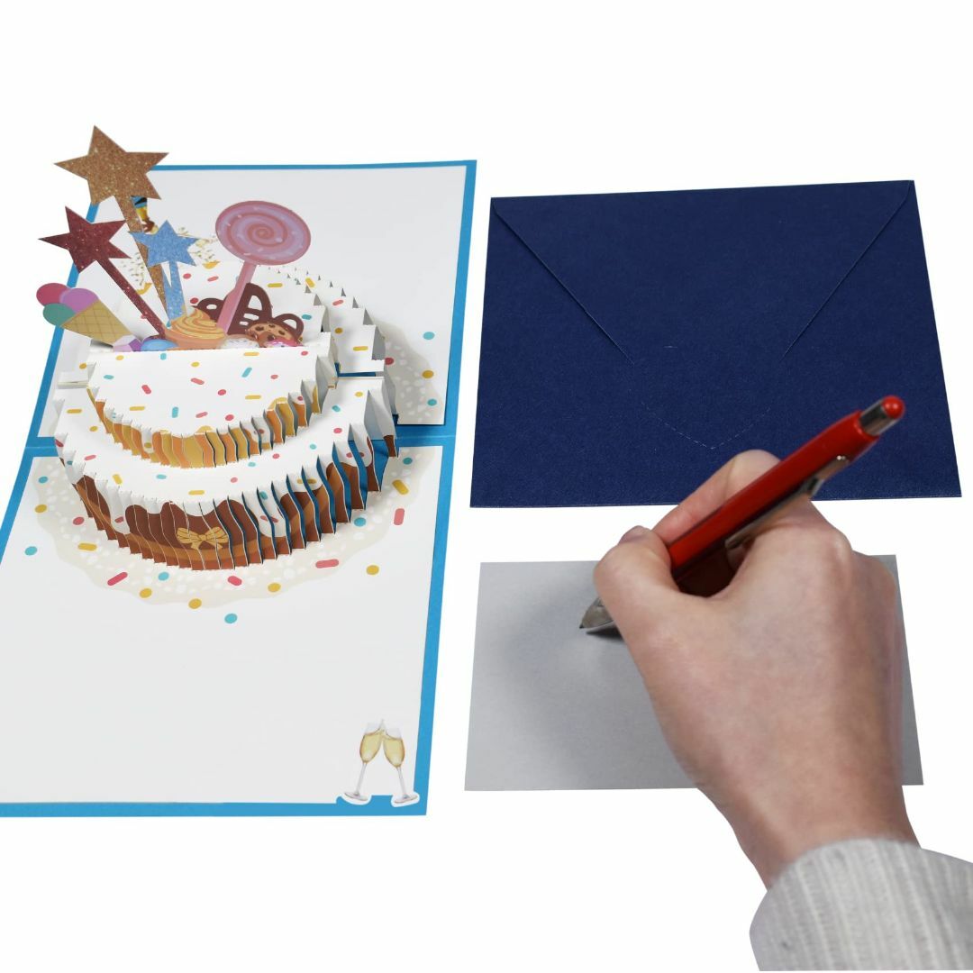 【色: 星の誕生日ケーキ - ブルー】Magic Ants 3Dポップアップバー その他のその他(その他)の商品写真