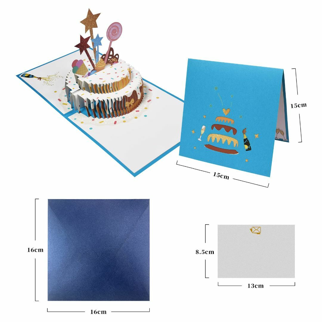 【色: 星の誕生日ケーキ - ブルー】Magic Ants 3Dポップアップバー その他のその他(その他)の商品写真