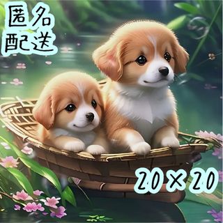 ダイヤモンド アートキット 【2匹のコーギーの子犬】 ラウンドビーズ　31-2(アート/写真)