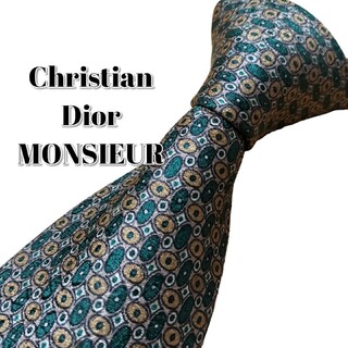 ★Christian Dior MONSIEUR★　グリーン系　総柄　フランス製(ネクタイ)