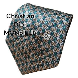 【Christian Dior MONSIEUR】グリーン系　総柄　フランス製(ネクタイ)