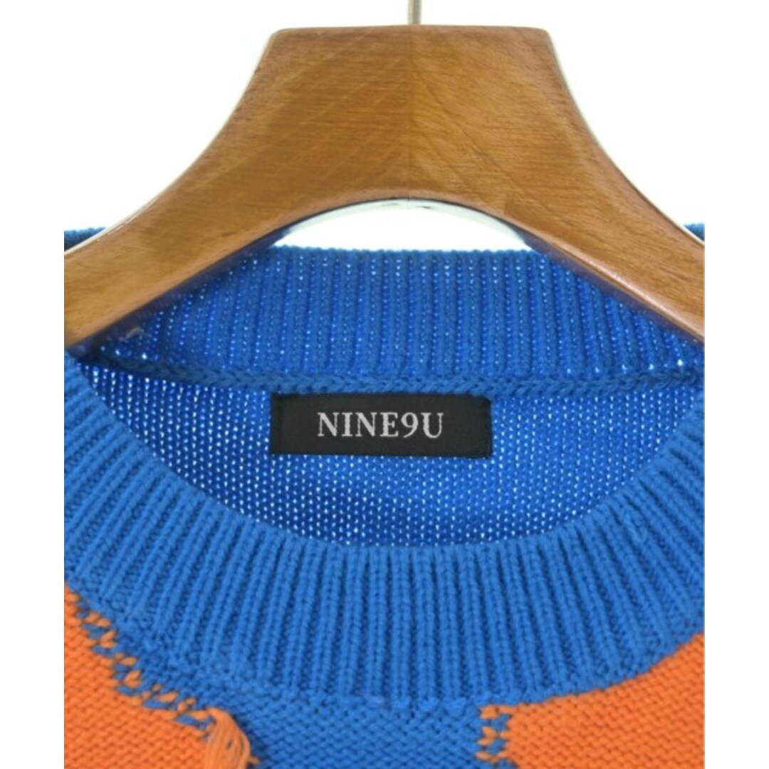 NINE9U ナインユー ニット・セーター -(M位) 青xオレンジ 【古着