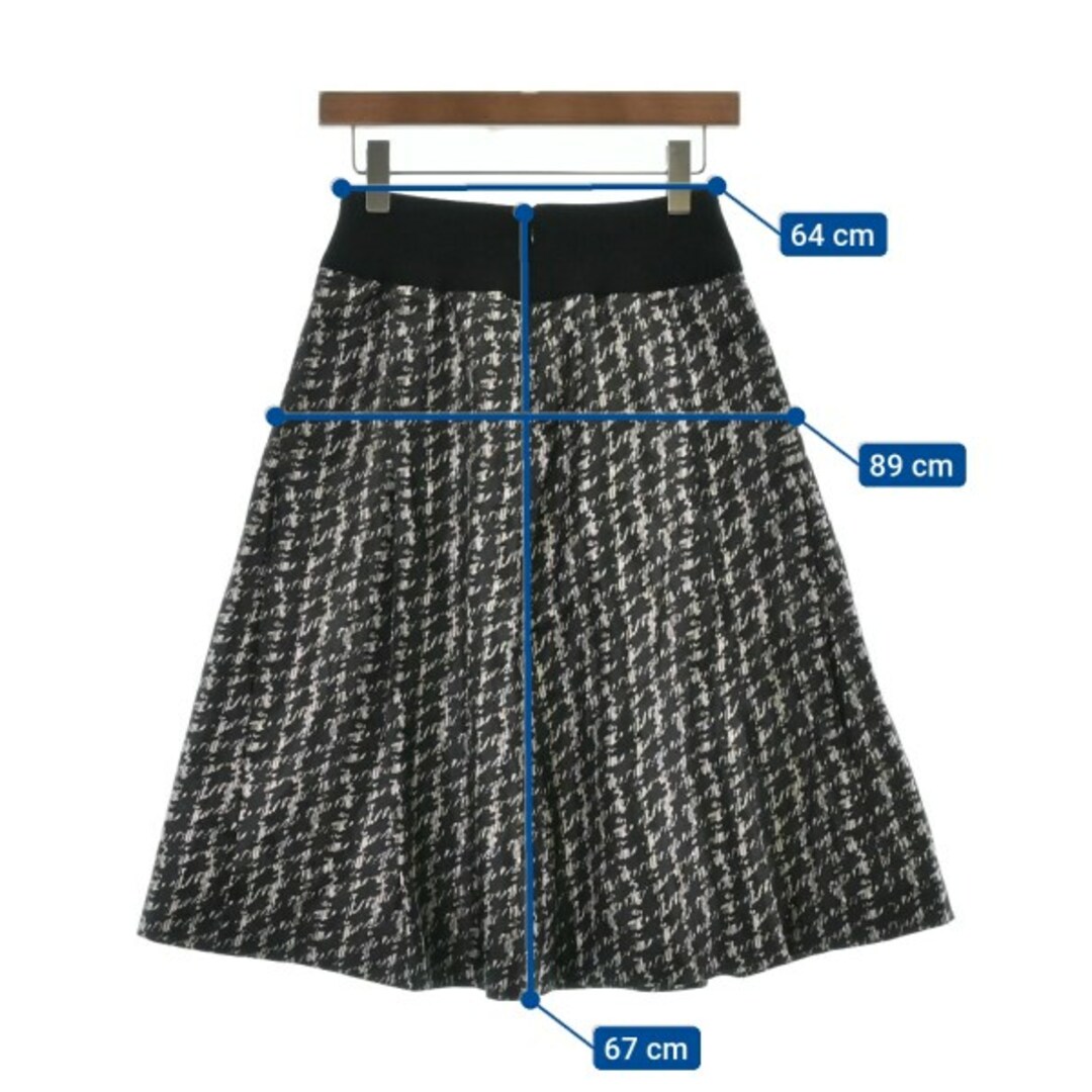 HIROKO BIS(ヒロコビス)のHIROKO BIS ひざ丈スカート 11(XL位) 黒x白xベージュ(総柄) 【古着】【中古】 レディースのスカート(ひざ丈スカート)の商品写真