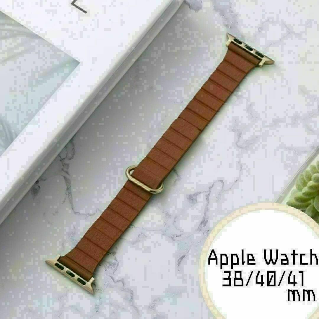 AppleWatch　38/40/41mm　バンド　レザー　ブラウン　新品 レディースのファッション小物(腕時計)の商品写真