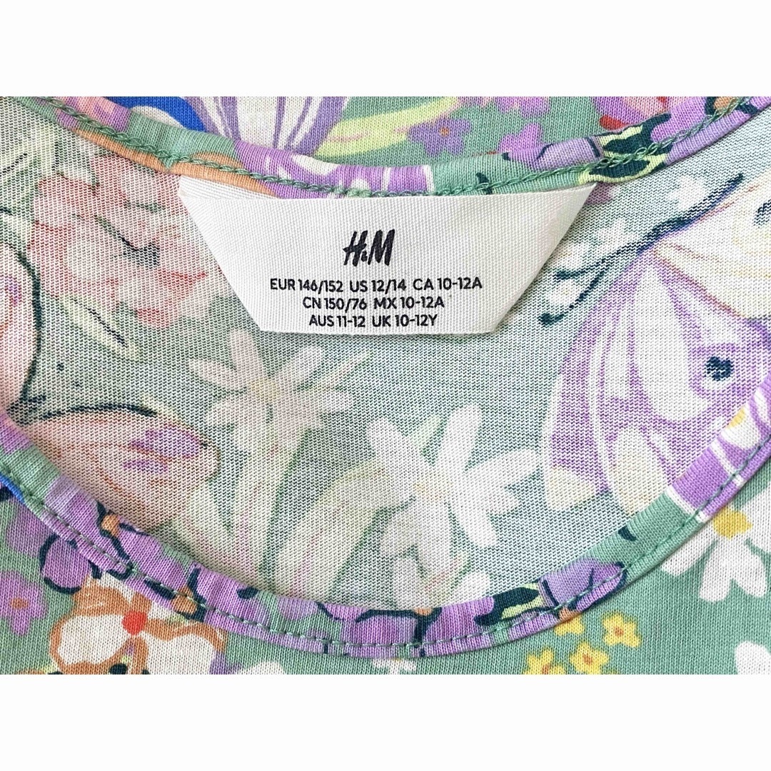 H&M(エイチアンドエム)の【美品】H&M コットンプリントワンピース（146cm） キッズ/ベビー/マタニティのキッズ服女の子用(90cm~)(ワンピース)の商品写真