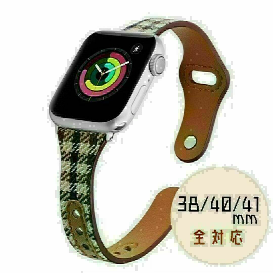 Apple Watch　ベルト　38/40/41mm　チェック　ブラウン　新品 レディースのファッション小物(腕時計)の商品写真