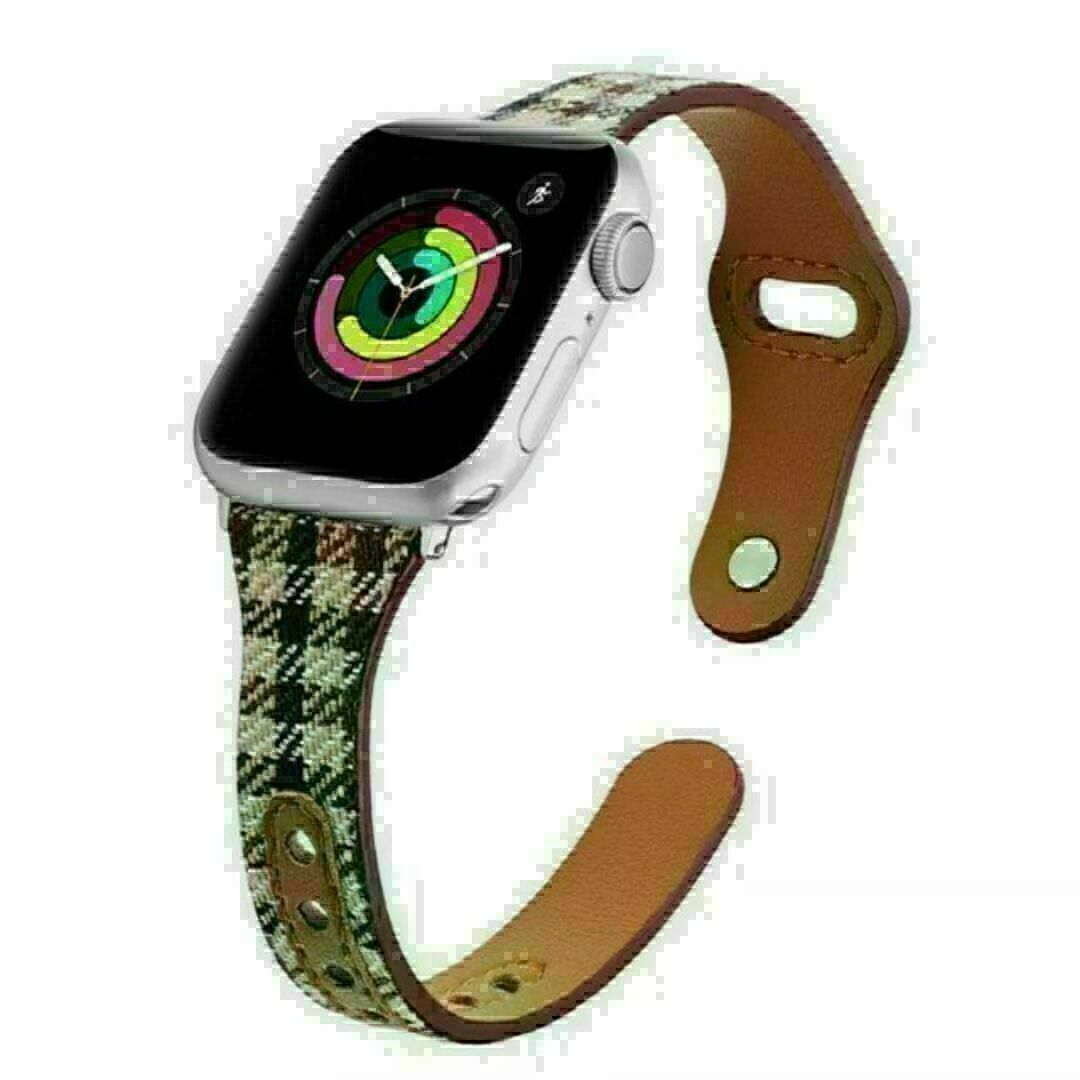 Apple Watch　ベルト　38/40/41mm　チェック　ブラウン　新品 レディースのファッション小物(腕時計)の商品写真