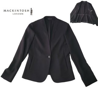 マッキントッシュ(MACKINTOSH)の【極美品】マッキントッシュロンドン 日本製 ノーカラージャケット 40 L 黒(ノーカラージャケット)